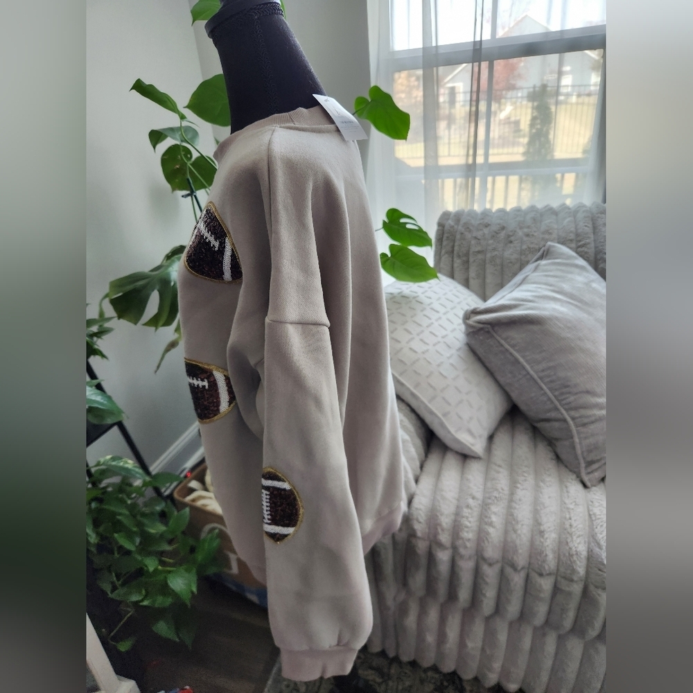 Kirklands Football Motif Sweater - Gray and Brown - Picture 4 of 9
